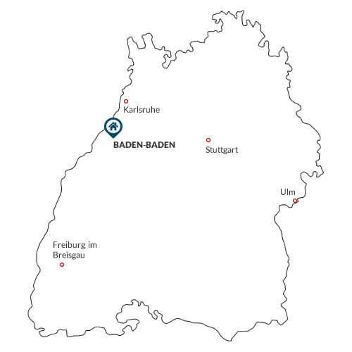 Map of Baden-Württemberg with Baden-Baden