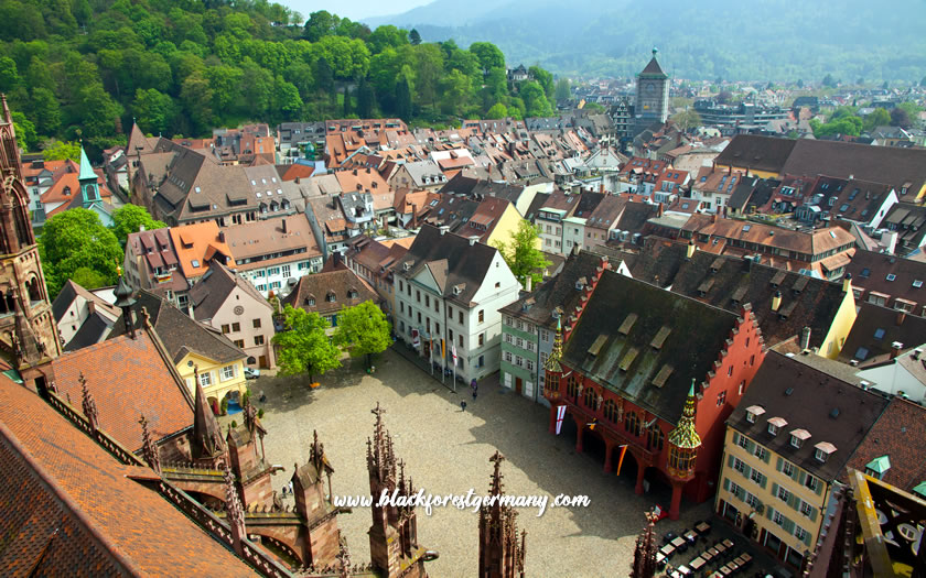 The pedestrian area in the old town of Freiburg im Breisgau