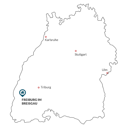 Map of Baden-Württemberg with Freiburg im Breisgau