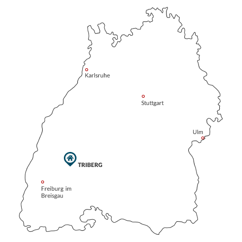 Map of Baden-Württemberg with Triberg